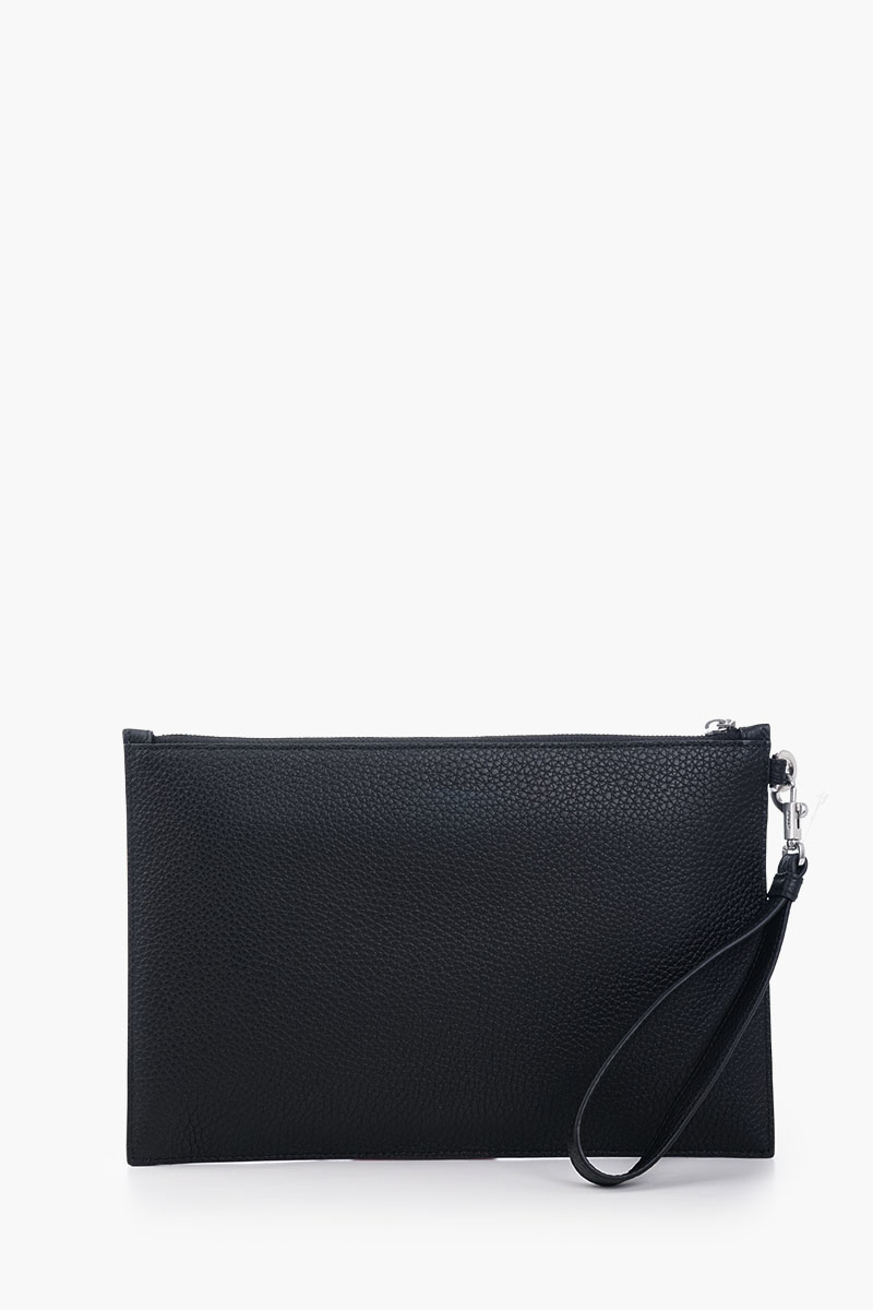 BALLY Ribbon Clutch in Black/White/Red Grained Leather 2
