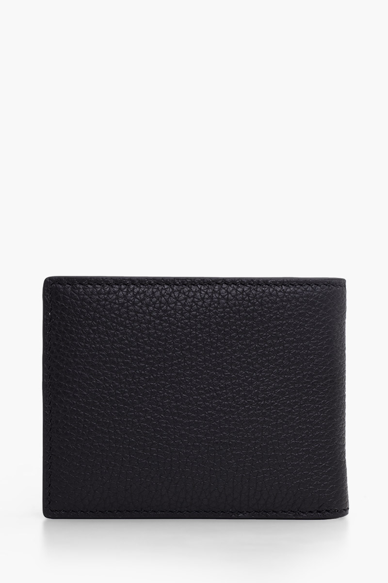BALLY Ribbon Bi-Fold Wallet in Black/Black/White Grained Calf Leather 1