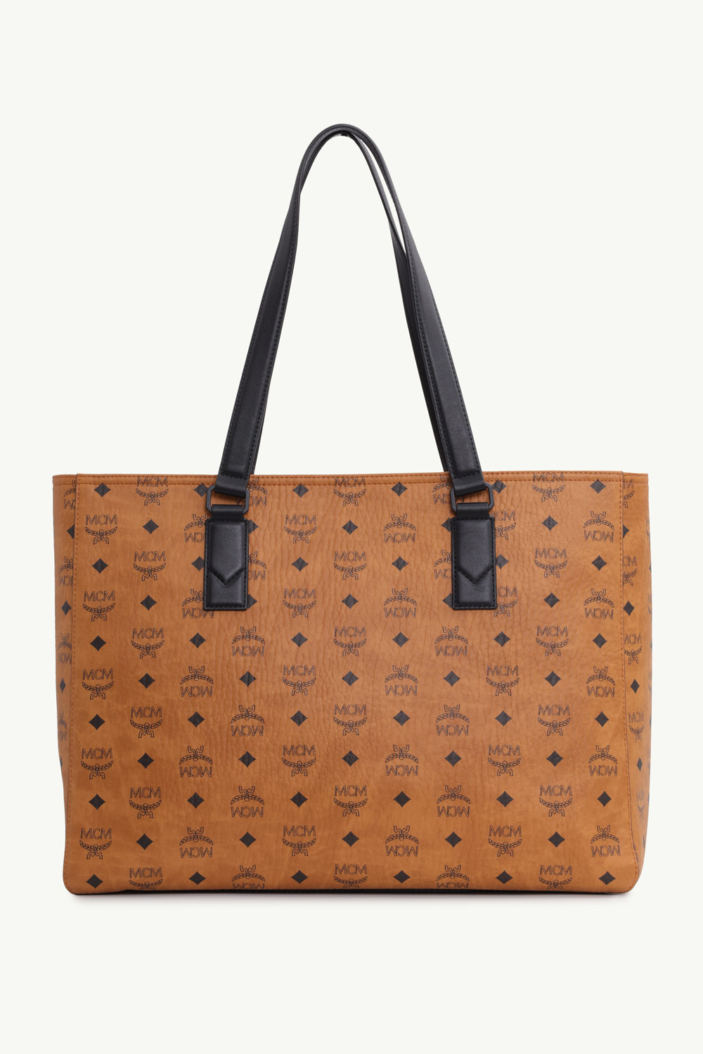 MCM Large Klassik Shopper Tote Bag in Cognac Visetos and Nappa Leather 1