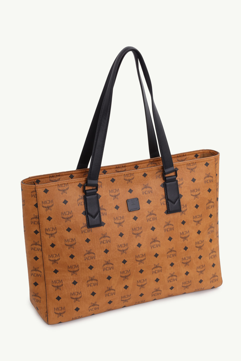 MCM Large Klassik Shopper Tote Bag in Cognac Visetos and Nappa Leather 2