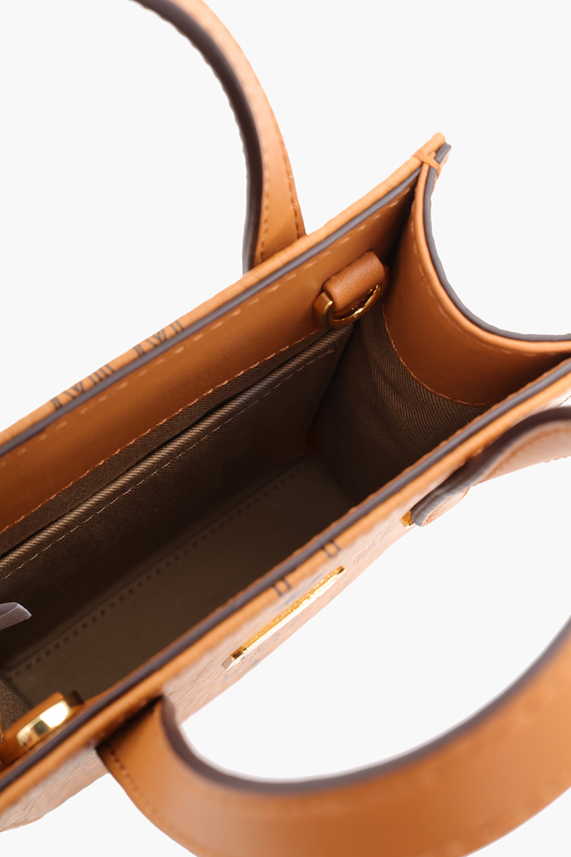 MCM X-Mini Aren Tote Bag in Cognac Visetos Leather 3