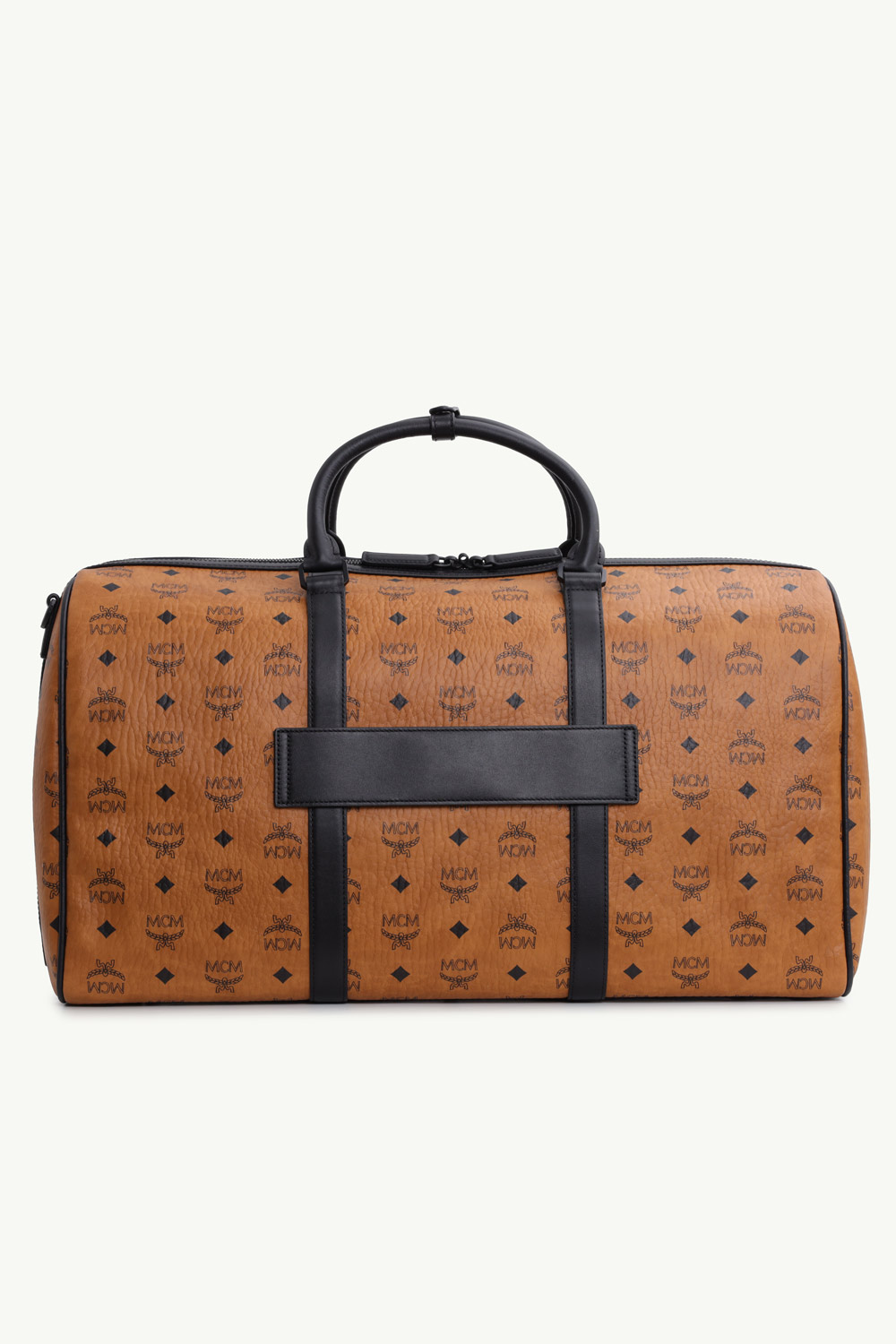 MCM Large Ottomar Weekender Duffle Bag in Cognac Visetos and Nappa Leather with Strap 1