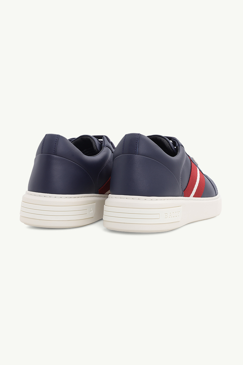 BALLY Men Moony Sneakers in Ink Leather with Striped 2