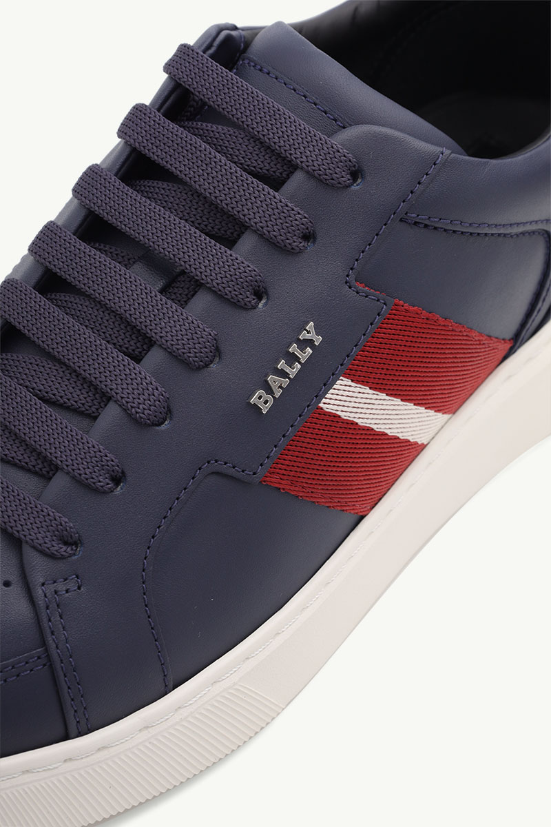 BALLY Men Moony Sneakers in Ink Leather with Striped 4