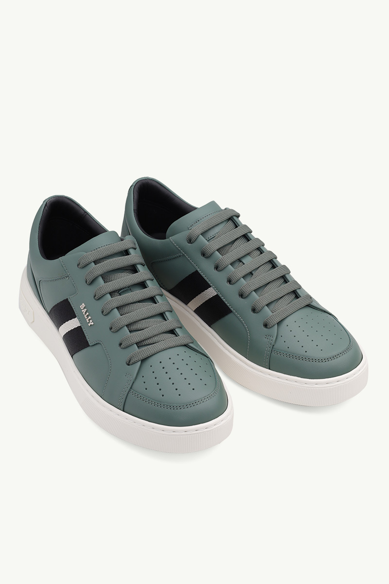 BALLY Men Moony Sneakers in Sage Leather with Striped 1