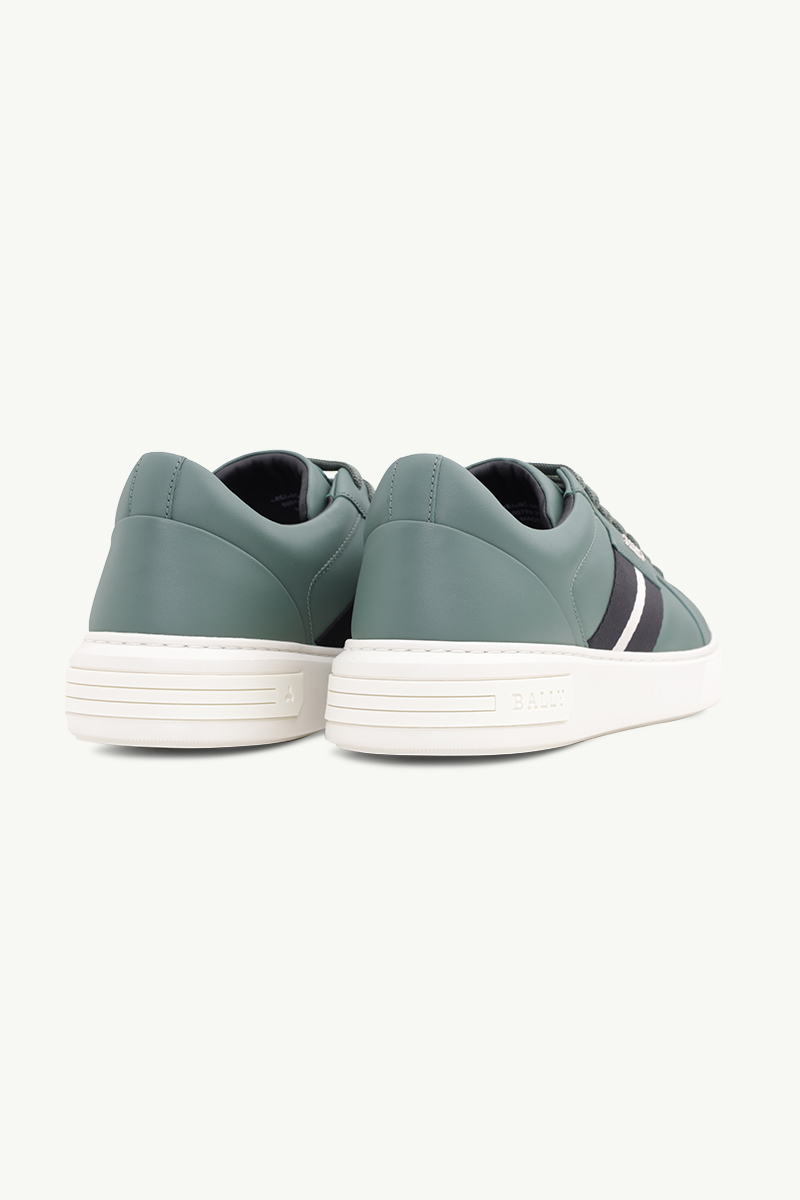 BALLY Men Moony Sneakers in Sage Leather with Striped 2