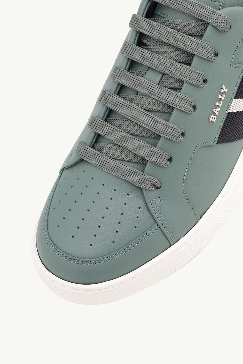 BALLY Men Moony Sneakers in Sage Leather with Striped 4