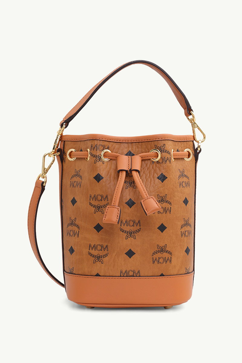 MCM Mini Dessau Drawstring Bag in Cognac Nappa Leather 1