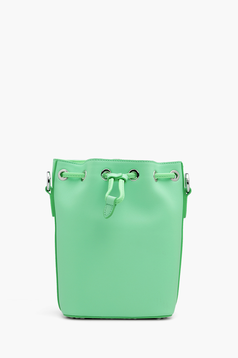 MCM Mini Drawstring Bucket Bag in Summer Green with Chain Handle 1