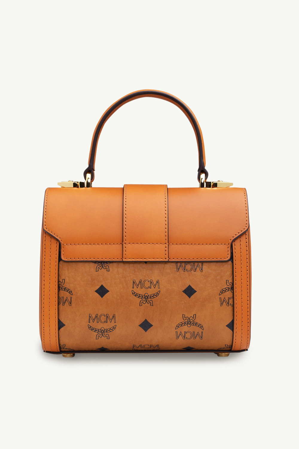 MCM Small Tracy Top Handle Bag in Cognac with Adjustable Strap 1