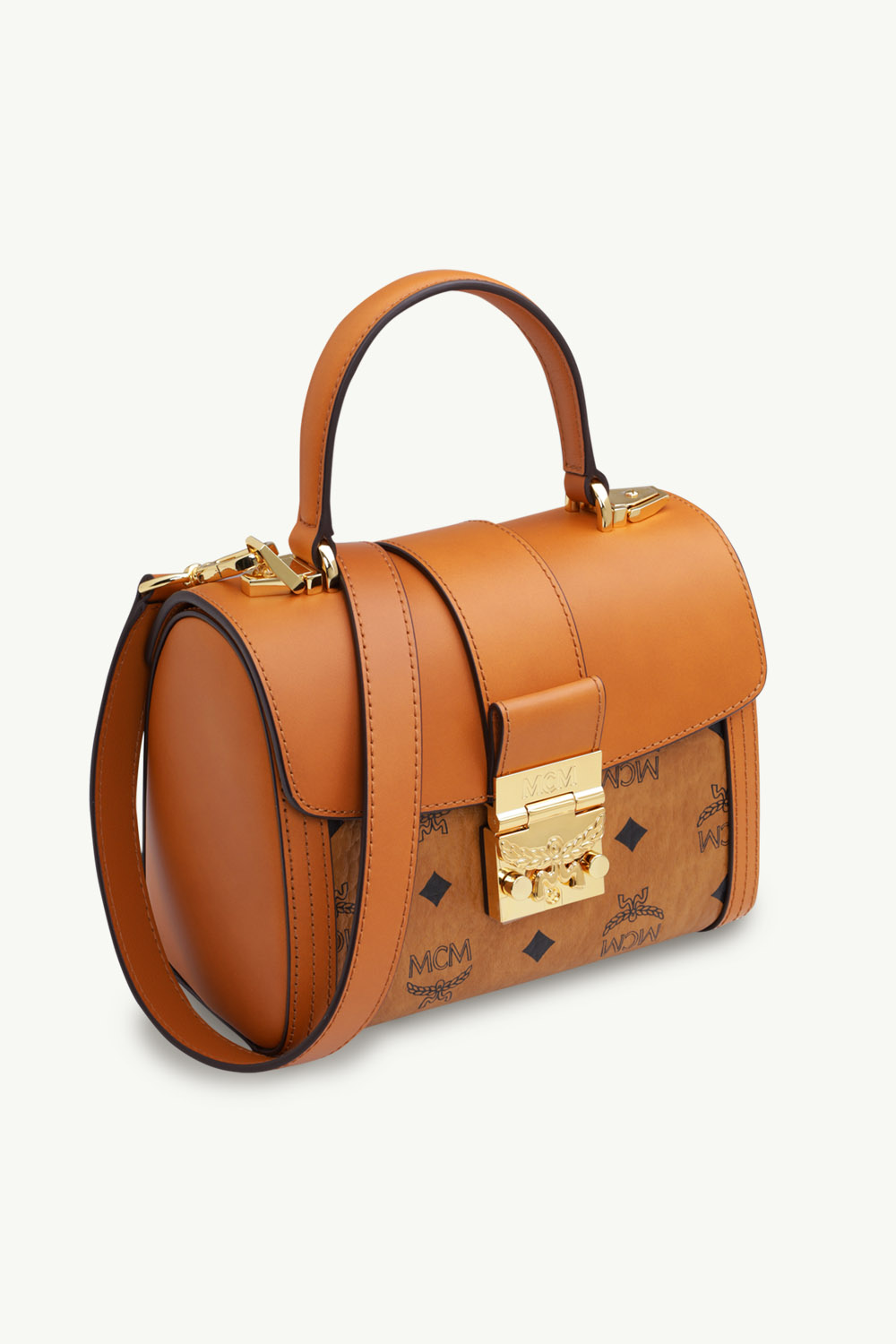 MCM Small Tracy Top Handle Bag in Cognac with Adjustable Strap 2