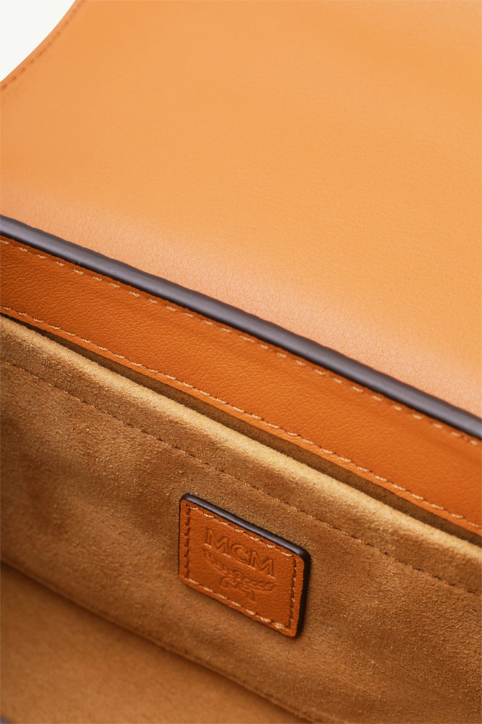MCM Small Tracy Top Handle Bag in Cognac with Adjustable Strap 3