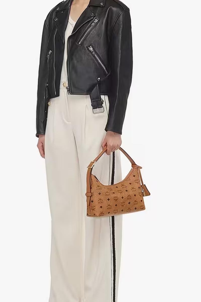 MCM Small Visetos Aren Hobo Shoulder Bag in Cognac 4