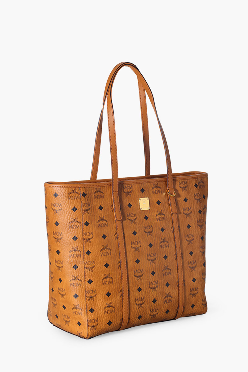 MCM Medium Toni Top-Zip Shopper Bag in Cognac Visetos Leather 2