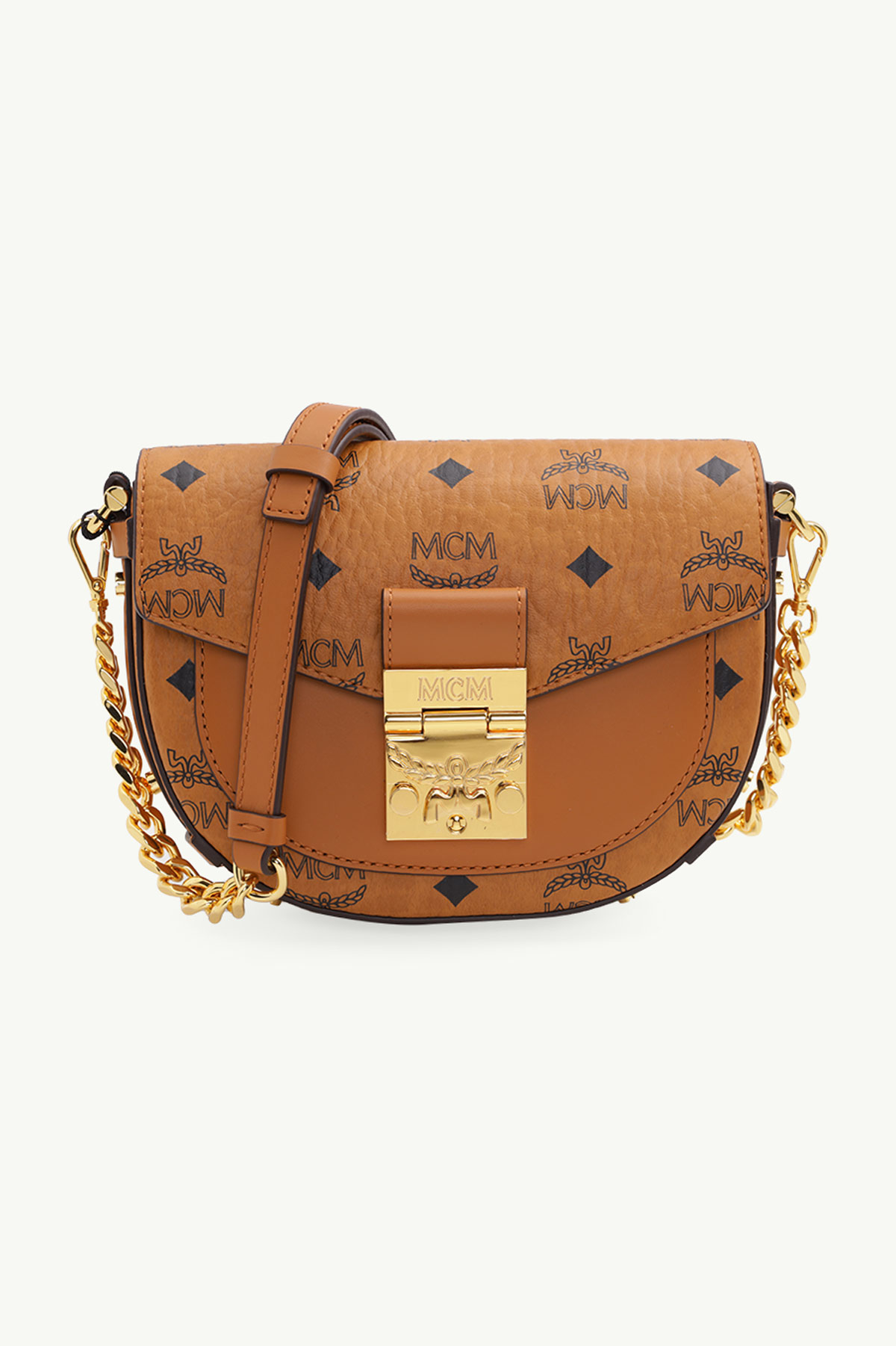 MCM Mini Patricia Round Crossbody Bag in Cognac 0