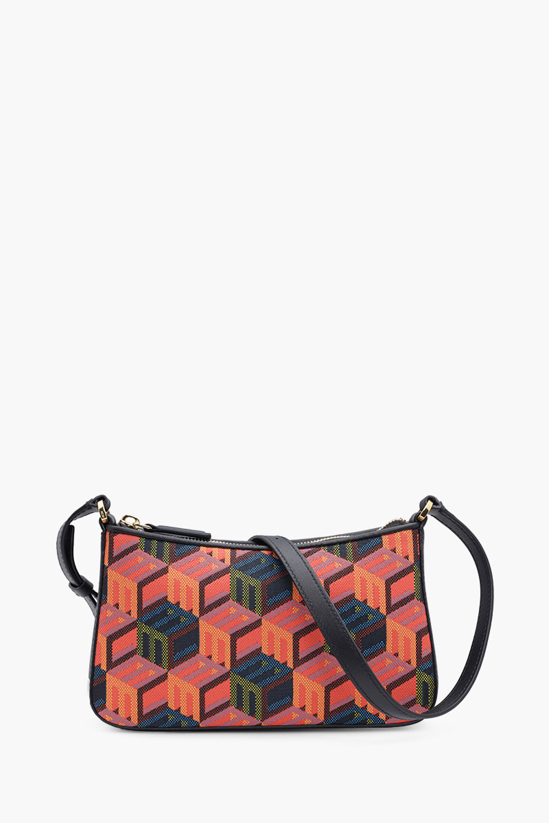 MCM Mini Shoulder Bag in Black Multicolor with Cubic Monogram 0