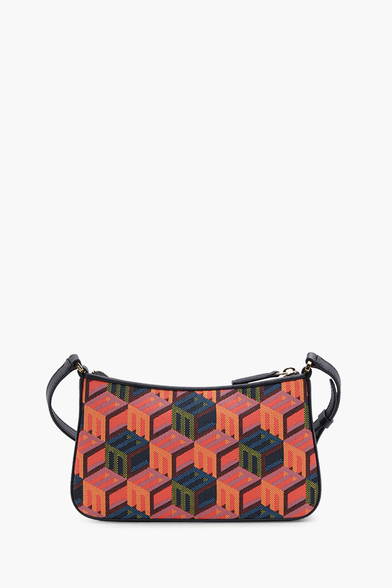 MCM Mini Shoulder Bag in Black Multicolor with Cubic Monogram 1
