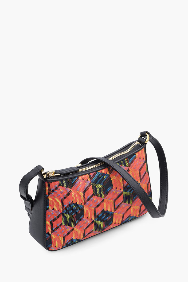 MCM Mini Shoulder Bag in Black Multicolor with Cubic Monogram 2