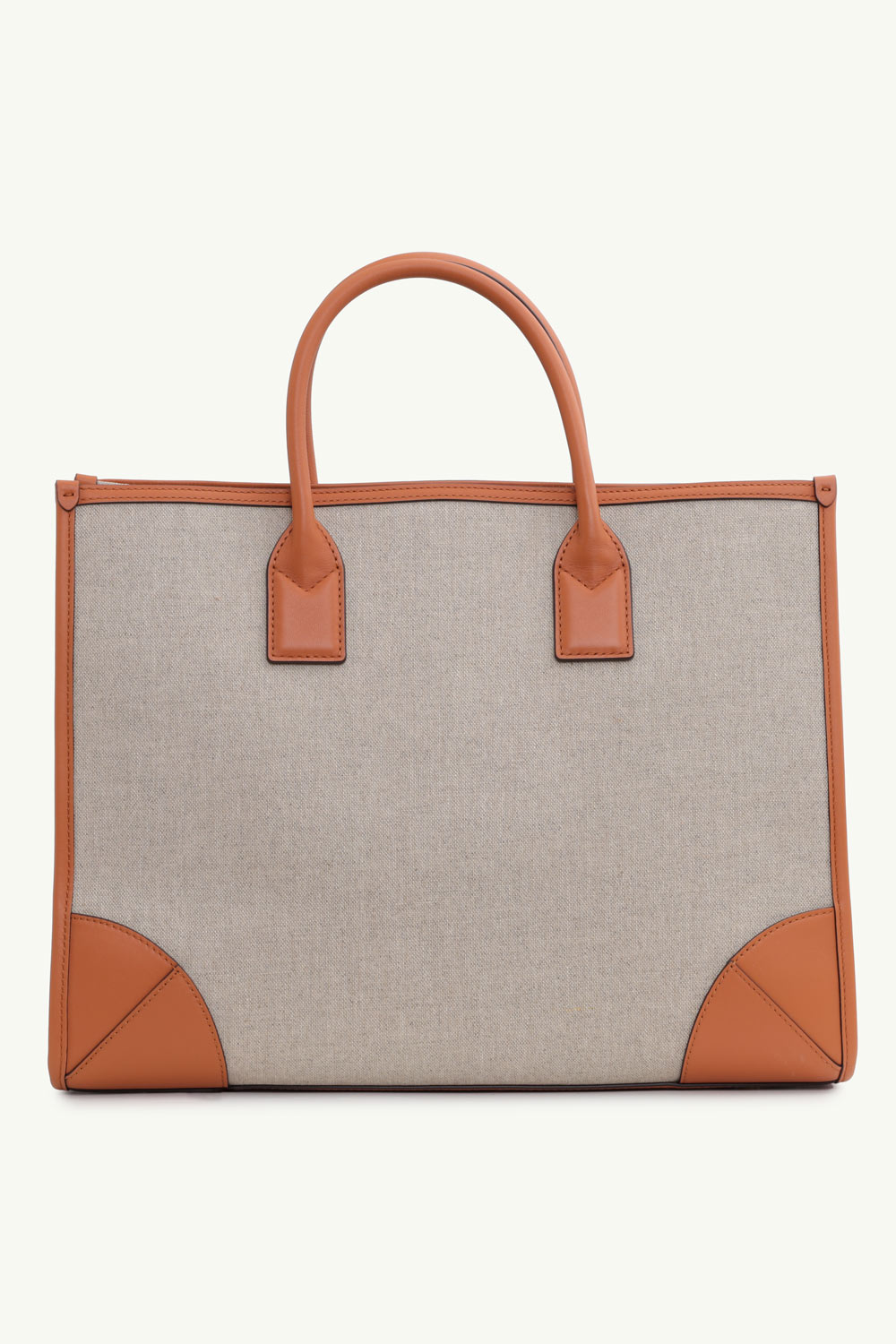 MCM Large München Tote Bag in Cognac Italian Canvas x Spanish Calf with Removable Pouch 1