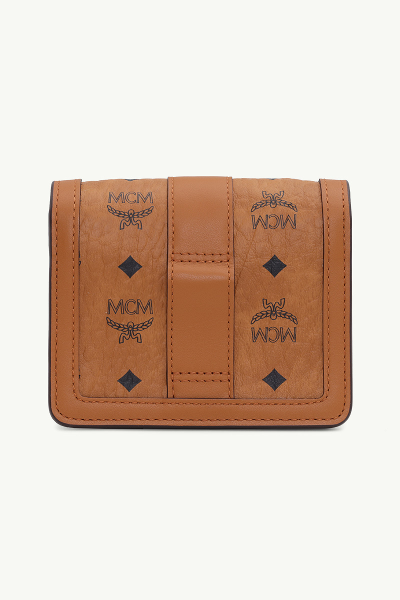 MCM Mini Tracy Wallet on Chain in Cognac Visetos Leather 1