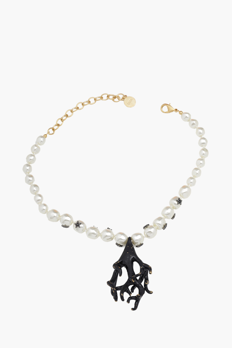 CHRISTIAN DIOR Coral Choker Necklace in Gold/White/Black with Resin Pearls 2