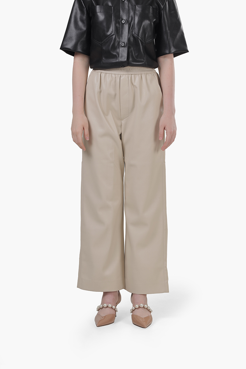 NANUSHKA Women Odessa Loese Fit Pants in Creme Okobor Alt-Leather 0