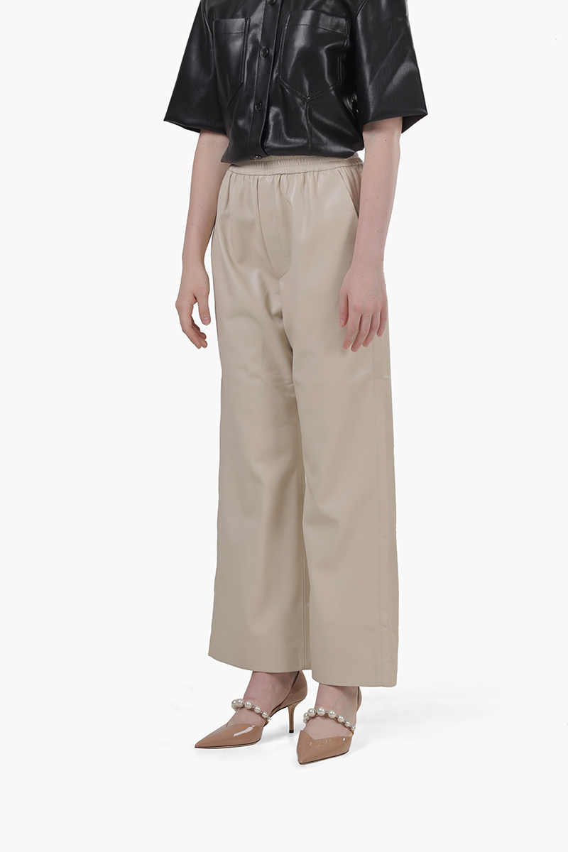 NANUSHKA Women Odessa Loese Fit Pants in Creme Okobor Alt-Leather 2