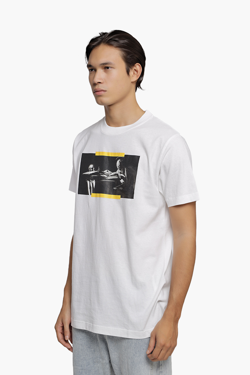 OFF WHITE Men Caravaggio Painting Slim Fit T-Shirt in White Multicolor 2