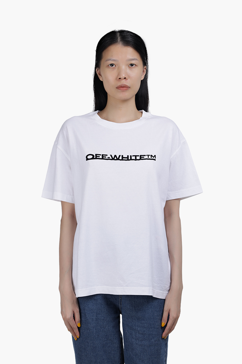 OFF WHITE Women Underlined Logo Print T-Shirt in White/Black 0