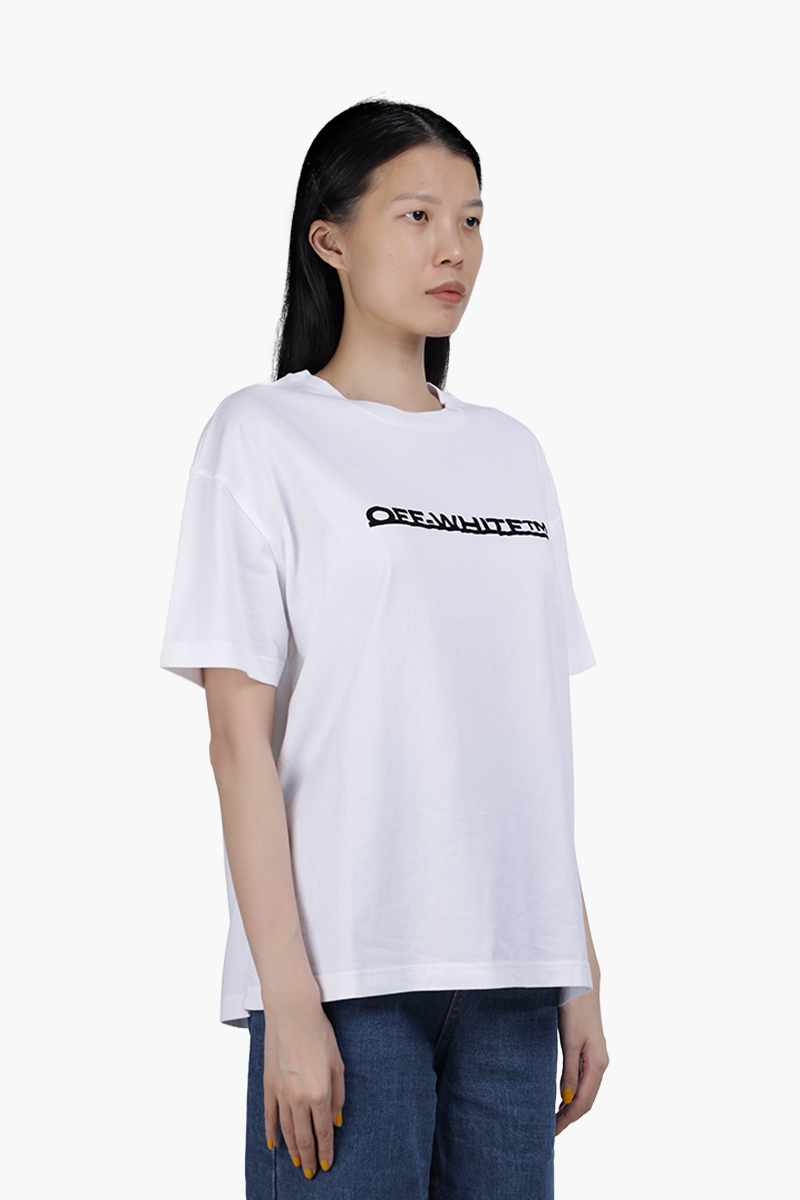 OFF WHITE Women Underlined Logo Print T-Shirt in White/Black 1