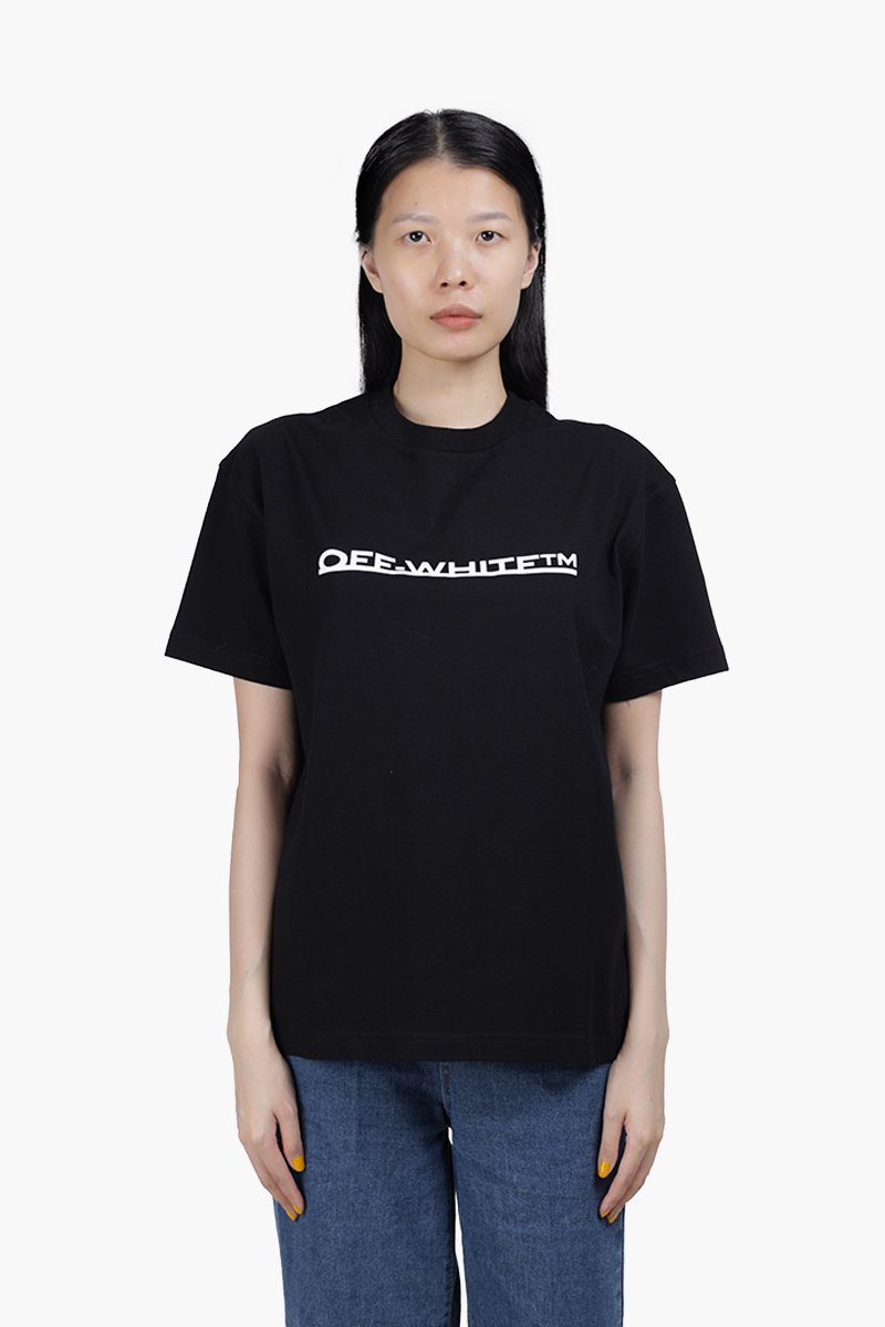 OFF WHITE Women Underlined Logo Print T-Shirt in Black/White 0