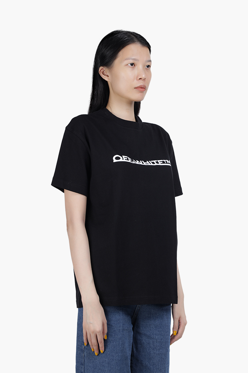 OFF WHITE Women Underlined Logo Print T-Shirt in Black/White 1