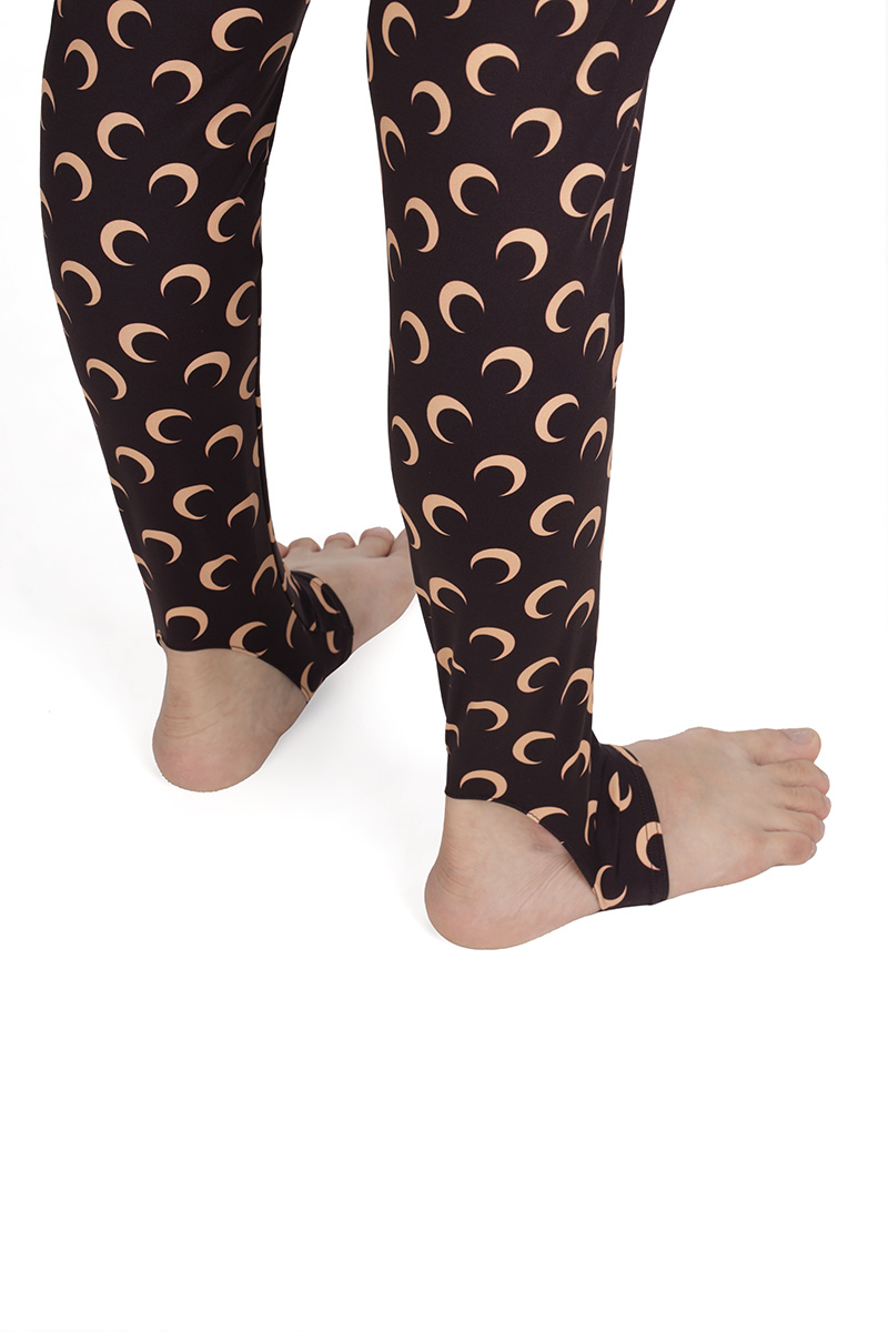 MARINE SERRE Women All Over Moon Stirrup Leggings in Brown/Tan 3