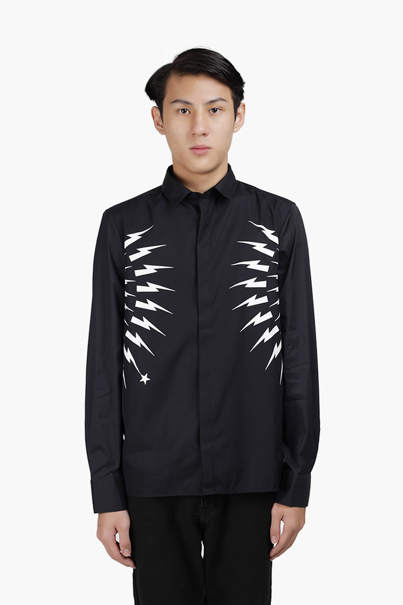 NEIL BARRETT Men Thunderbolt Long Sleeves Shirt in Black/White 0