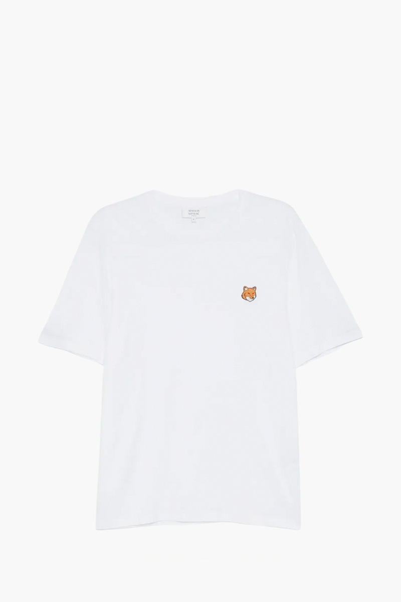 MAISON KITSUNE Men Fox Head Regular T-Shirt in White Cotton 0