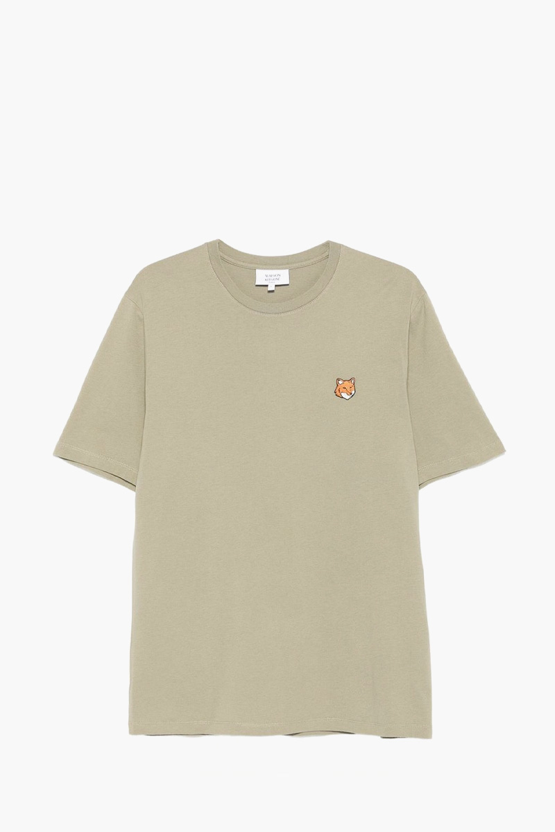 MAISON KITSUNE Men Fox Head Regular T-Shirt in Laurel Green Cotton 0