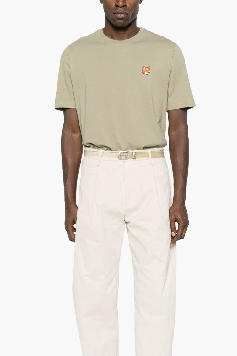 MAISON KITSUNE Men Fox Head Regular T-Shirt in Laurel Green Cotton 2