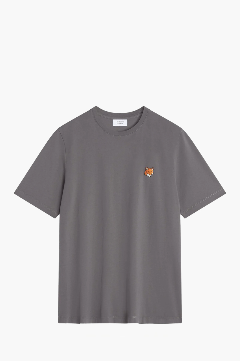 MAISON KITSUNE Men Fox Head Regular T-Shirt in Charcoal Cotton 0
