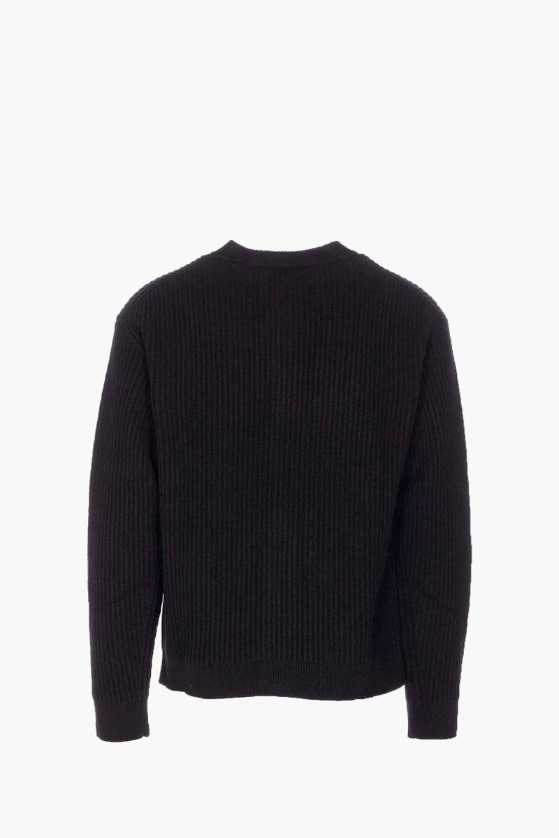 MAISON KITSUNE Men Fox Head Ribbed Cardigan in Black Wool 1