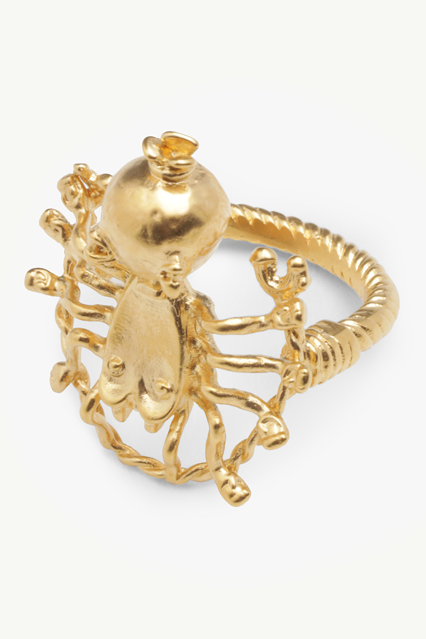CHRISTIAN DIOR Mille Fleurs De Dior Ring in Gold Metal with Spider Motif 0
