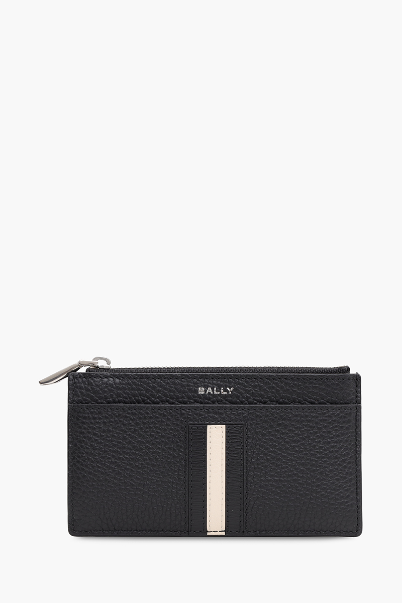 BALLY Ribbon Business Card Holder in Black Grained Leather 0