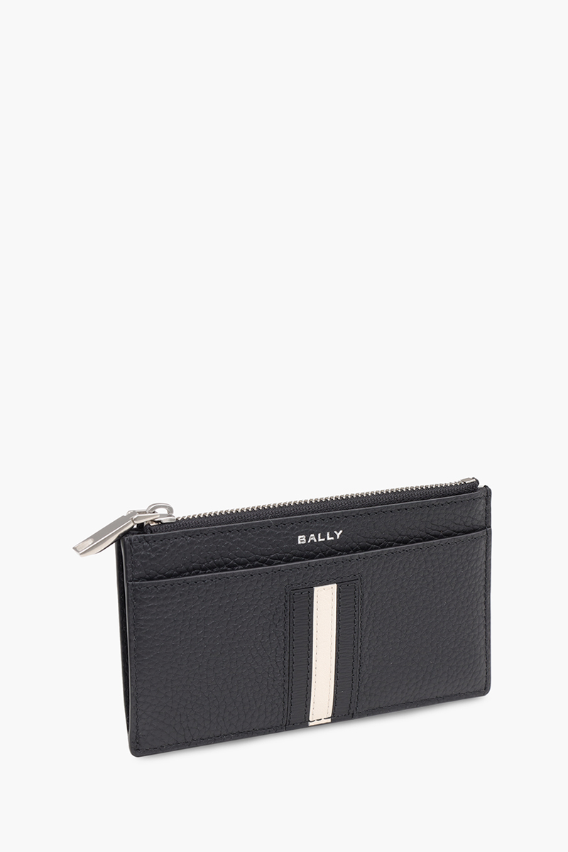 BALLY Ribbon Business Card Holder in Black Grained Leather 2