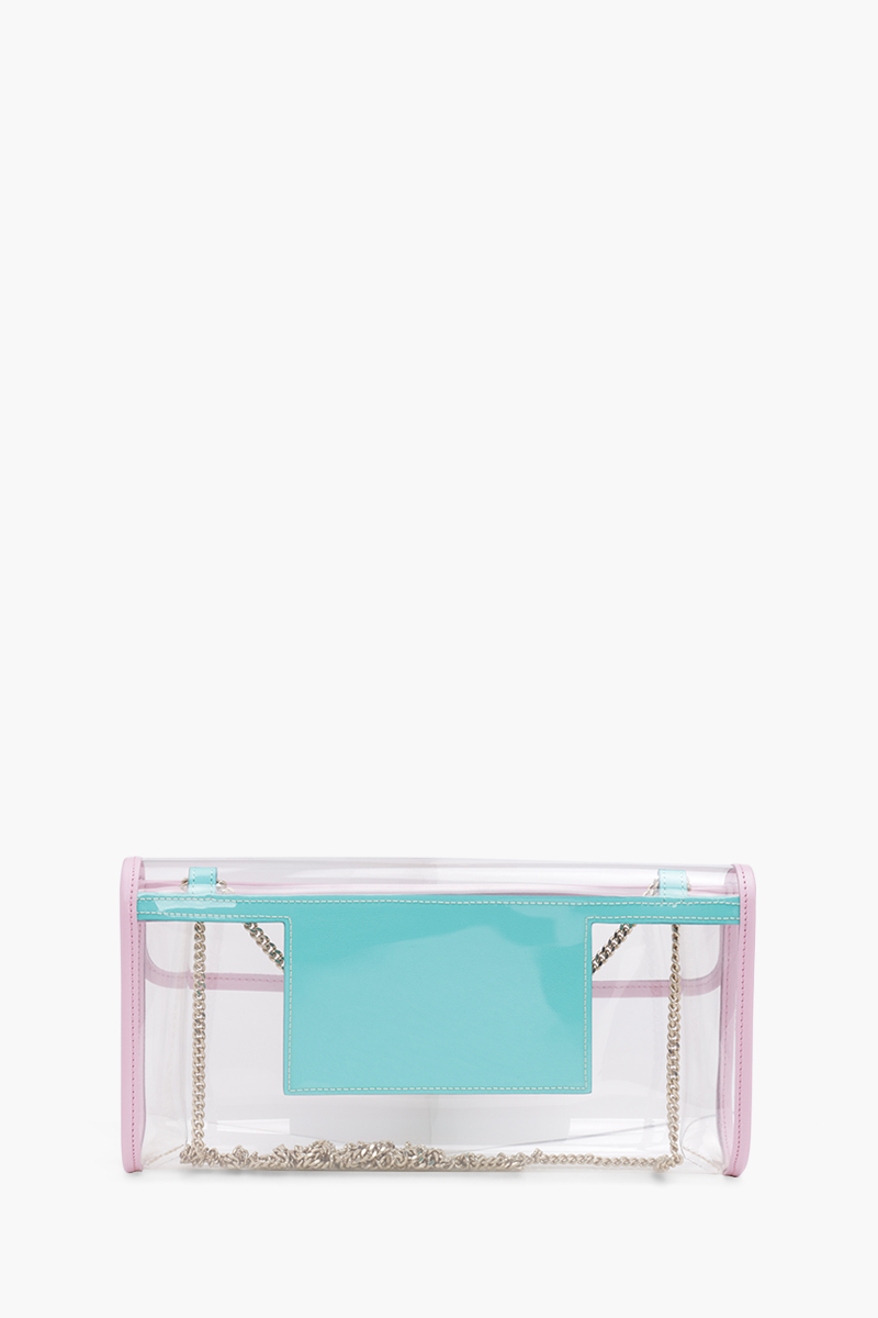 ROGER VIVIER Broche Vivier Buckle Clutch in Green/Pink/Yellow PVC 1