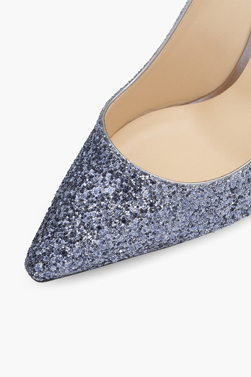 JIMMY CHOO Romy Pumps 100mm in Glittered Navy/Silver 4