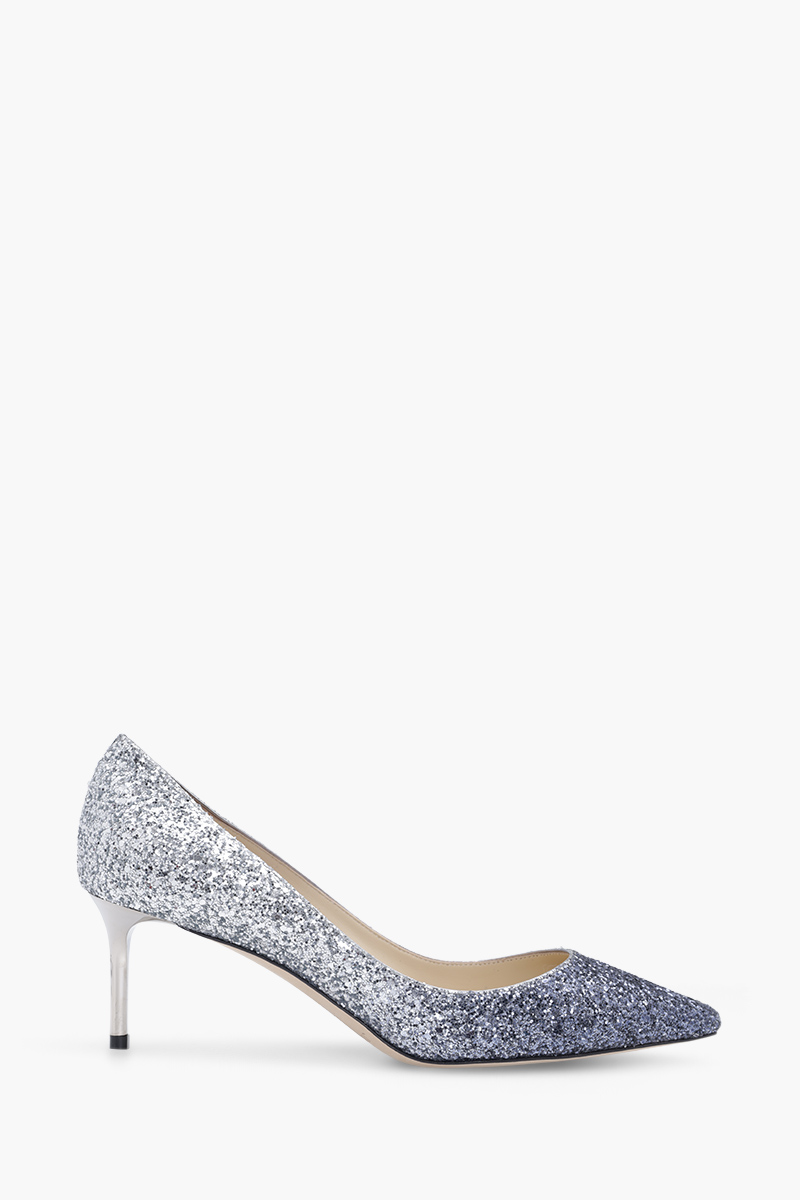 JIMMY CHOO Romy Pumps 60mm in Glittered Navy/Silver 0