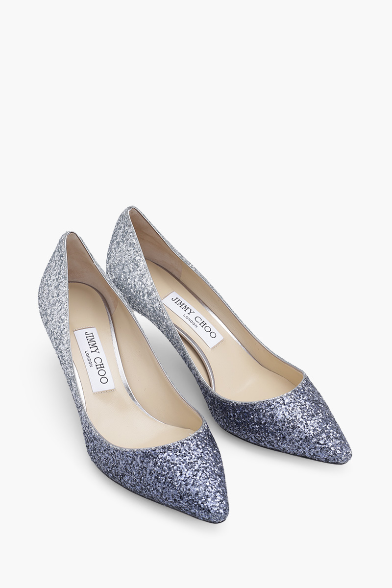 JIMMY CHOO Romy Pumps 60mm in Glittered Navy/Silver 1