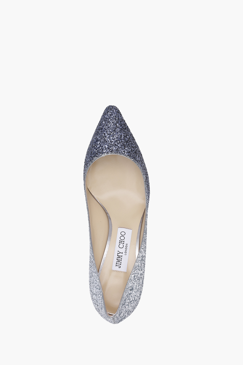 JIMMY CHOO Romy Pumps 60mm in Glittered Navy/Silver 3