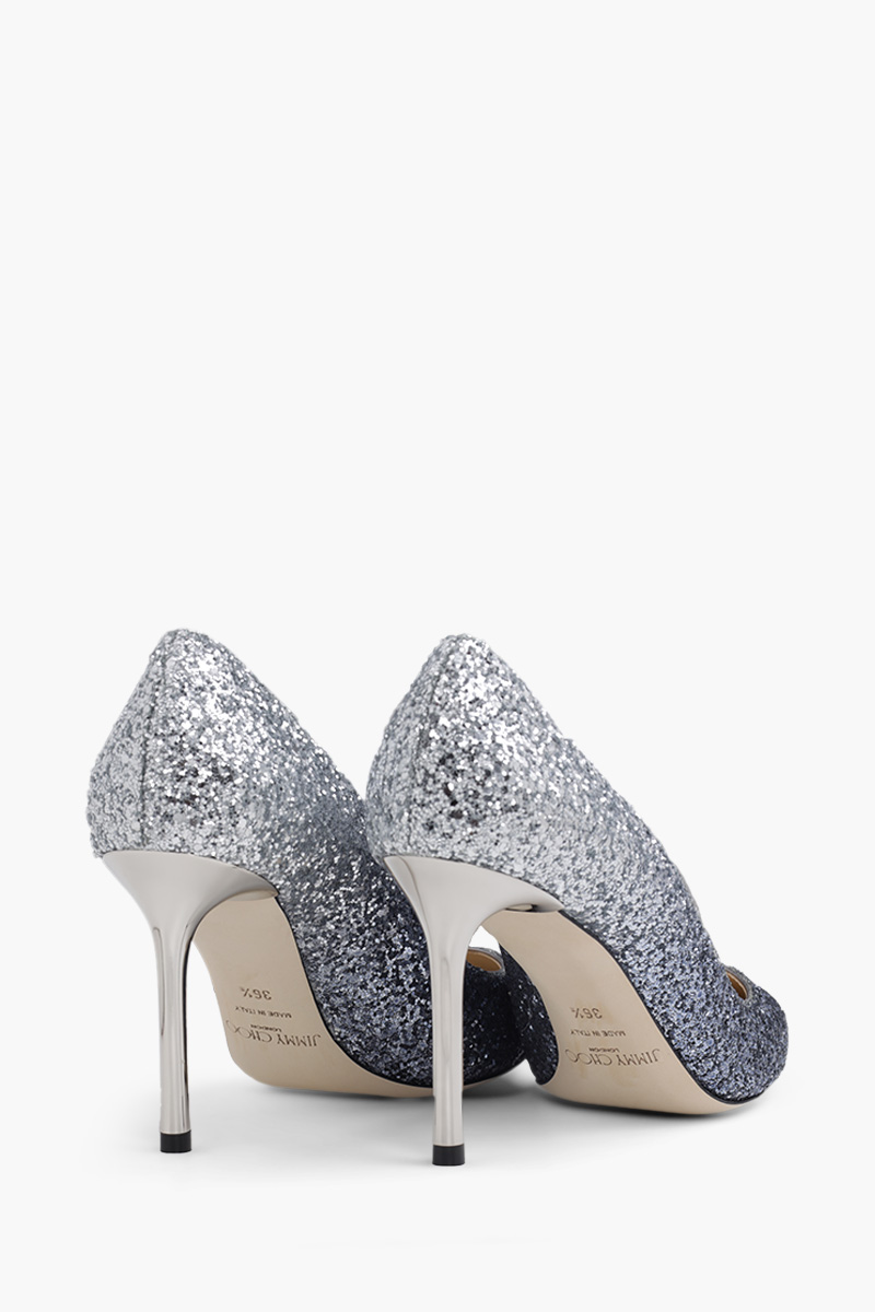 JIMMY CHOO Romy Pumps 85mm Glittered in Navy/Silver 2