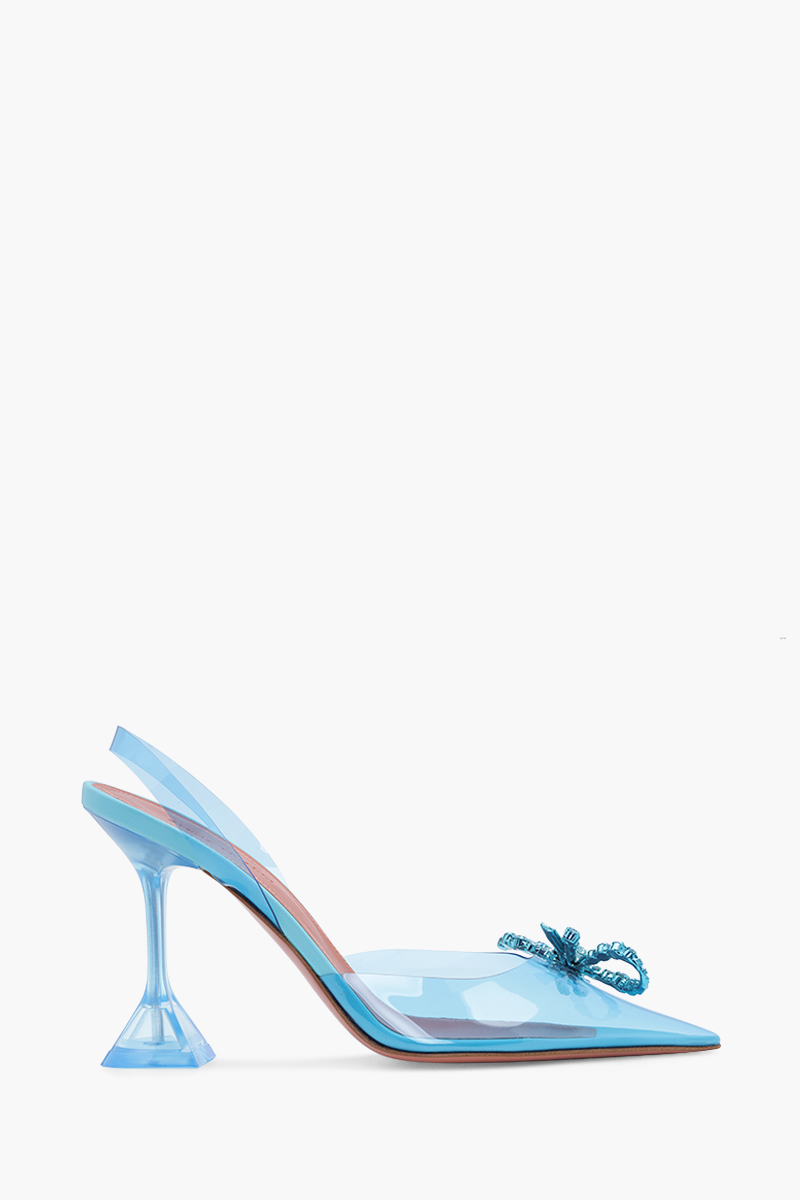 AMINA MUADDI Women Rosie Glass PVC Slingback Pumps 95mm in Aqua Blue 0