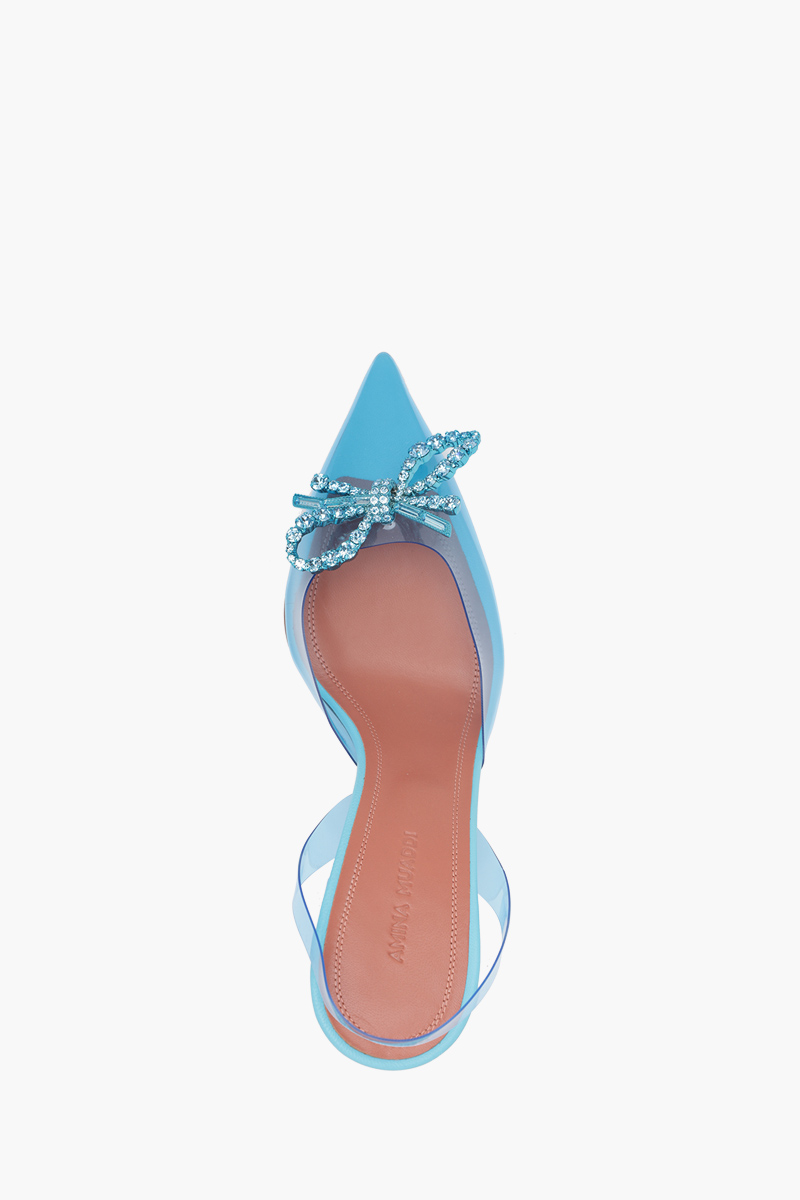 AMINA MUADDI Women Rosie Glass PVC Slingback Pumps 95mm in Aqua Blue 3